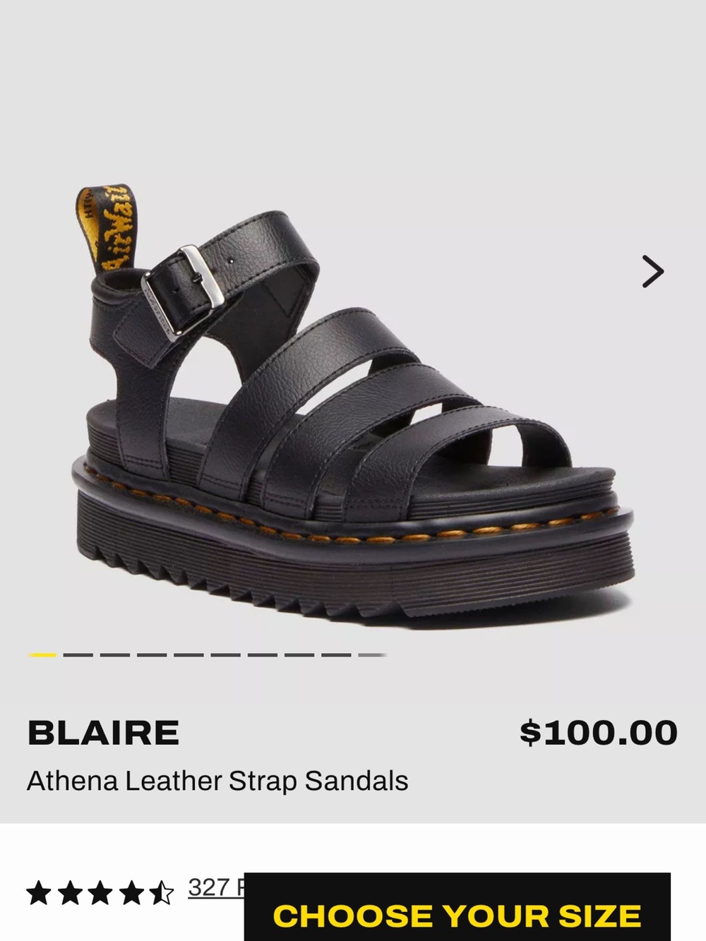 Dr. Martens Black Leather Platform Strap Sandals